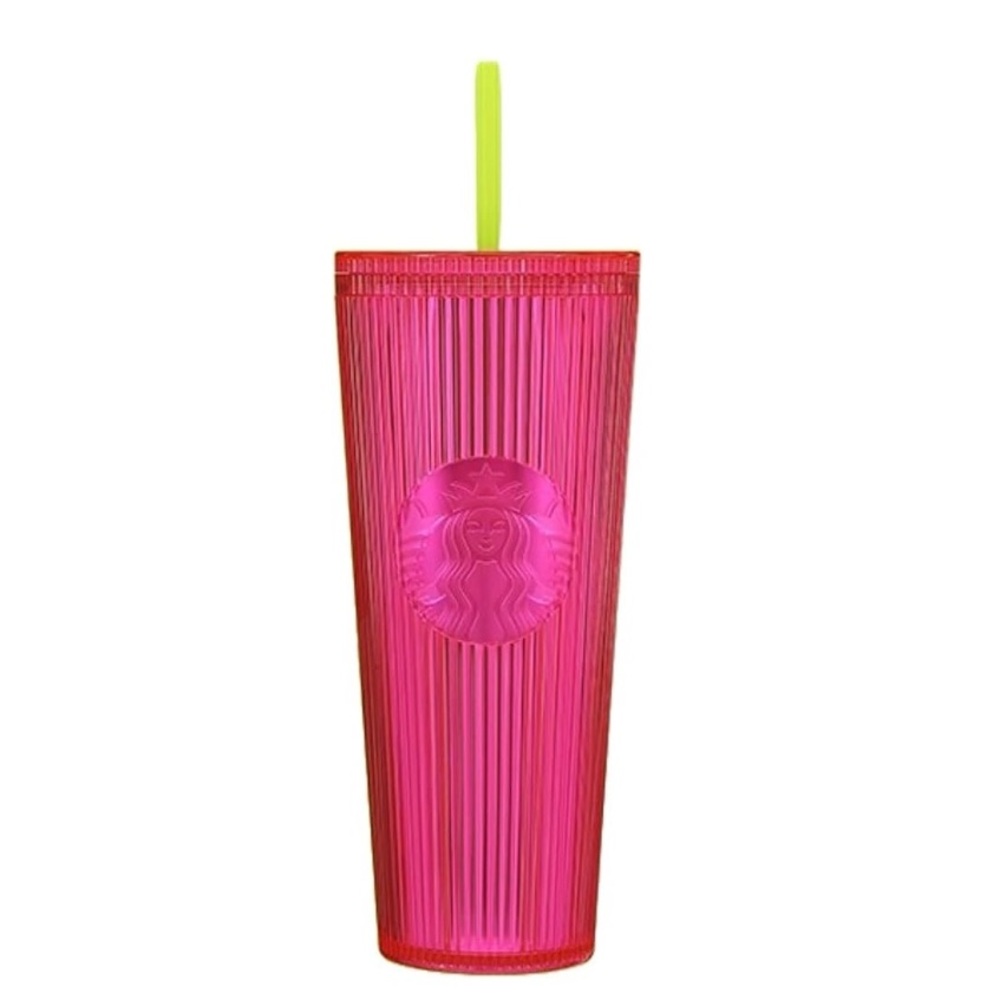 🔥 Starbucks 2023 Summer Pleated Magenta 24oz Cold Cup Tumbler